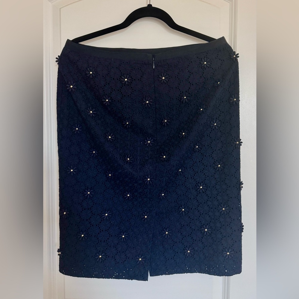 Talbots navy blue skirt with floral details new without tags